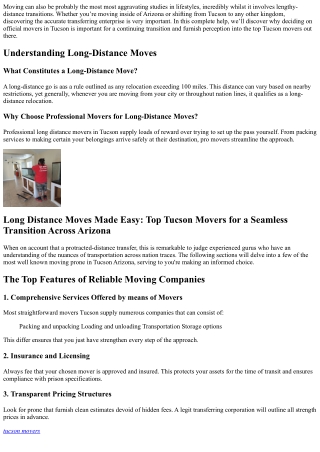 Long Distance Moves Made Easy: Top Tucson Movers for a Seamless Transition Acros