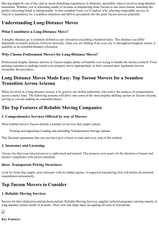Long Distance Moves Made Easy: Top Tucson Movers for a Seamless Transition Acros
