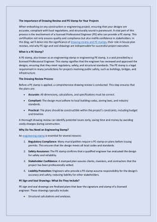 Drawing Review and PE Stamp by Certified Engineers
