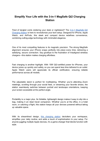 Simplify Your Life with the 3-in-1 MagSafe Qi2 Charging Station