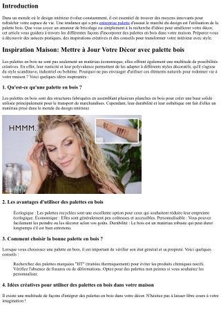 “Inspiration Maison: Mettre à Jour Votre Décor avec palette bois”