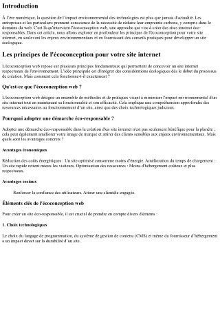 Les principes de l'écoconception pour votre site internet