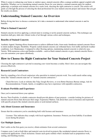 How to Choose the Right Contractor for Your Stained Concrete Project