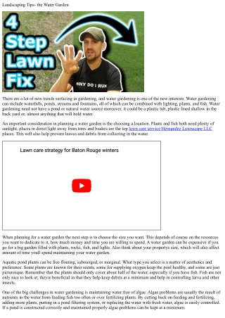 Landscaping tips the water garden