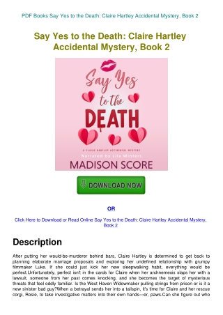 PDF Books Say Yes to the Death Claire Hartley Accidental Mystery  Book 2