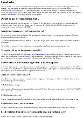 “Le rôle crucial du contenu léger dans l’écoconception”
