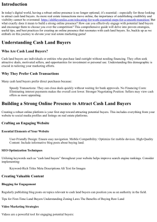 Building a Strong Online Presence to Attract Cash Land Buyers