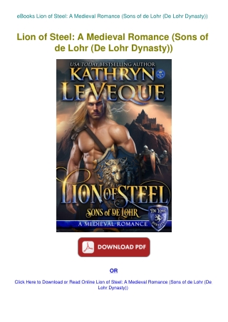 eBooks Lion of Steel A Medieval Romance (Sons of de Lohr (De Lohr Dynasty))