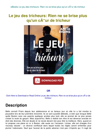 eBooks Le jeu des tricheurs Rien ne se brise plus qu'un cÃ…Â“ur de tricheur
