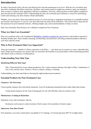 Skin Care Essentials: Best Practices for a Radiant Complexion Post-Treatment