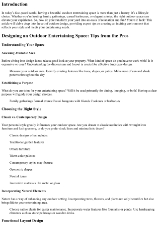 Designing an Outdoor Entertaining Space: Tips from the Pros