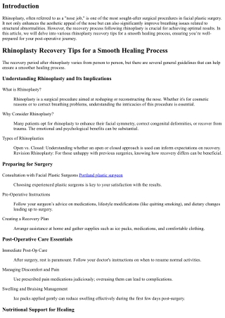 Rhinoplasty Recovery Tips for a Smooth Healing Process