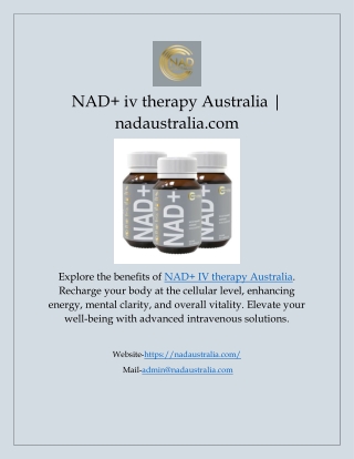 NAD  iv therapy Australia | nadaustralia.com