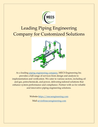 Leading Piping Engineering Company for Customized Solutions