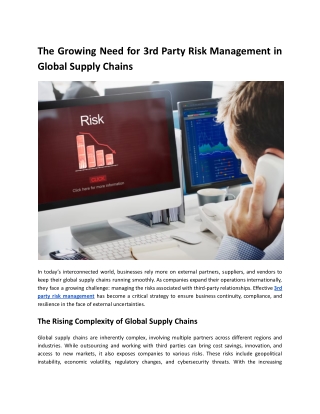 The Growing Need for Third-Party Risk Management in Global Supply Chains