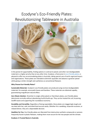 Eco-Friendly Dining Made Easy with Ecodyne in Australia