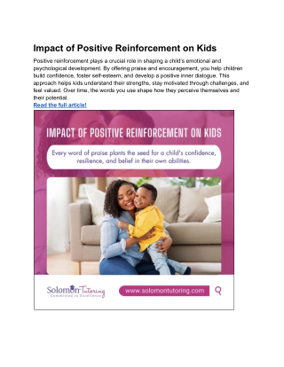 Impact of Positive Reinforcement on Kids