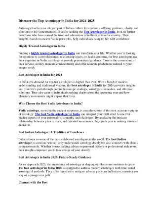 Discover the Top Astrologer in India for 2024-2025