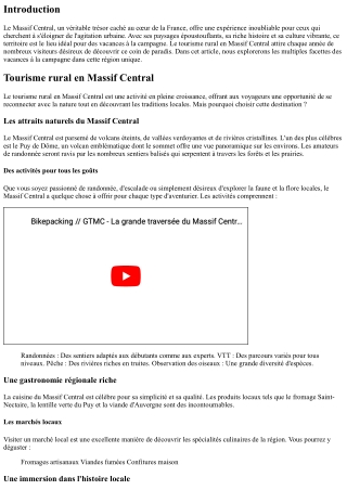 Vacances à la campagne : Le charme du Massif Central