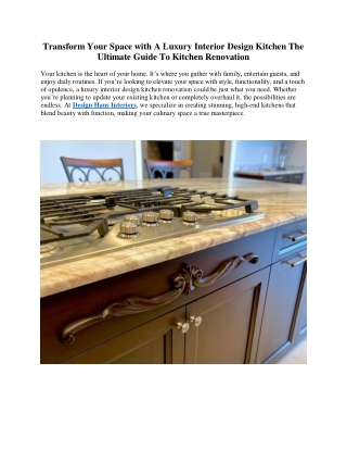 Transform Your Space with A Luxury Interior Design Kitchen The Ultimate Guide To Kitchen Renovation