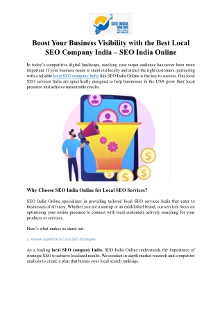 Boost Your Business Visibility with the Best Local SEO Company India – SEO India Online