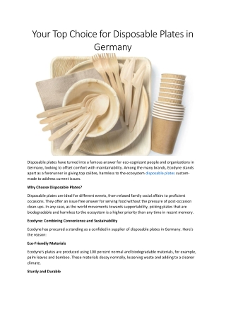 Discover the Best Disposable Plates in the US with Ecodyne