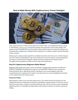 How to Make Money With Cryptocurrency