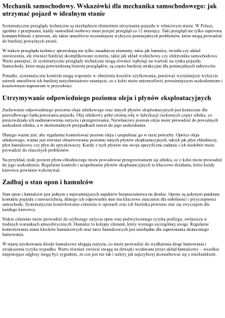 Auto serwis. Porady dla mechanika samochodowego: jak utrzymać pojazd w doskonały