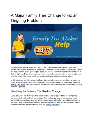 A Major Family Tree Change to Fix an Ongoing Problem