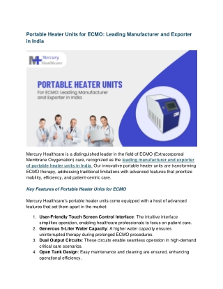 Portable Heater Units for ECMO Leading Manufacturer and Expo