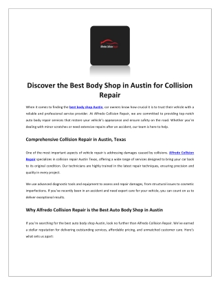 Best Body Shop Austin | Alfredo Collision Repair