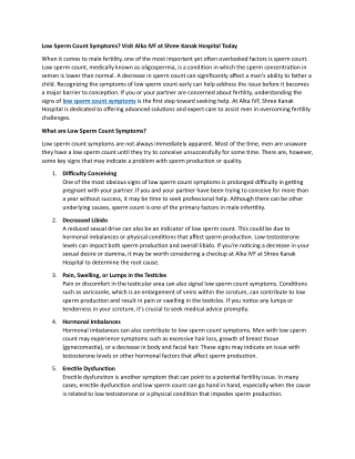 Low Sperm Count Symptom13 jan.