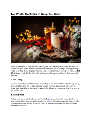 Top Winter Cocktails to Keep You Warm