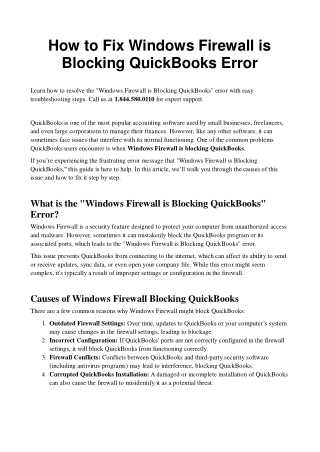 How to Fix Windows Firewall is Blocking QuickBooks Error