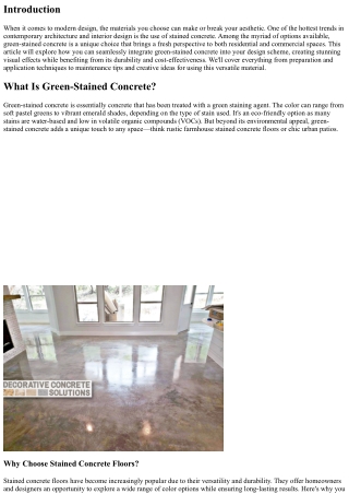 Introducing Green-Stained Concrete Into Your Design Scheme