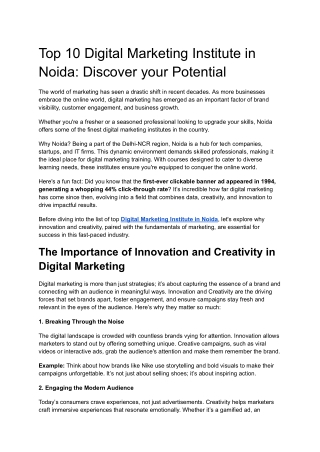 Digital Marketing Institutes in Noida
