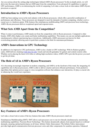 Exploring the Innovative Technologies of AMD's Ryzen Processors