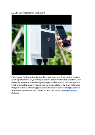 EV Charger Installation Melbourne