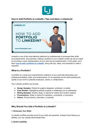 How to Add Portfolio to LinkedIn _ Tips and Ideas _ LinkedoJet - Google Docs