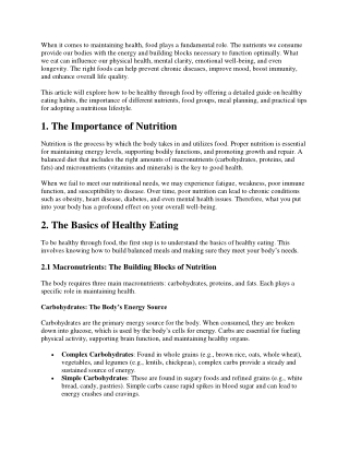 When it comes to maintaining health