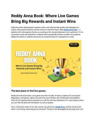 Reddy Anna Book_ Where Live Games Bring Big Rewards and Instant Wins