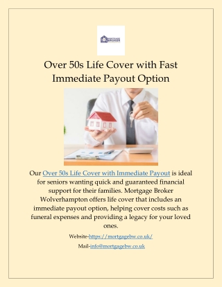 Over 50s Life Cover with Fast Immediate Payout Option
