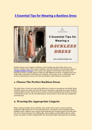 5 Essential Tips for Wearing a Backless Dress