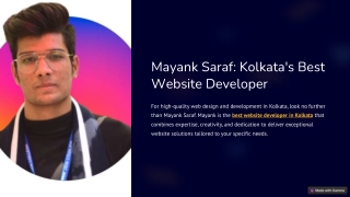 Best Website Developer in Kolkata – Expert Services by Mayank Saraf