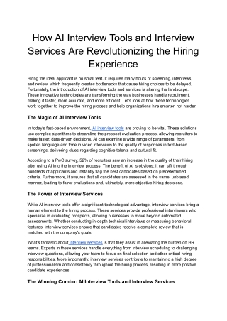 How AI Interview Tools and Interview Services Are Revolutionizing the Hiring Experience