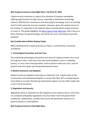 Best Cryptocurrencies to Buy Right Now