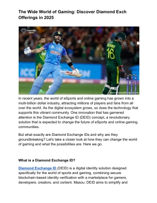 Diamond Exchange ID_ The Future of Esports and Online Gaming Communities