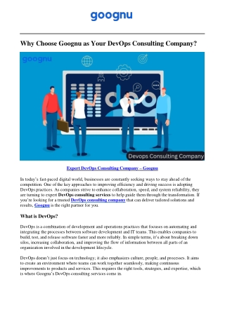 Expert Devops Consulting Company – Goognu