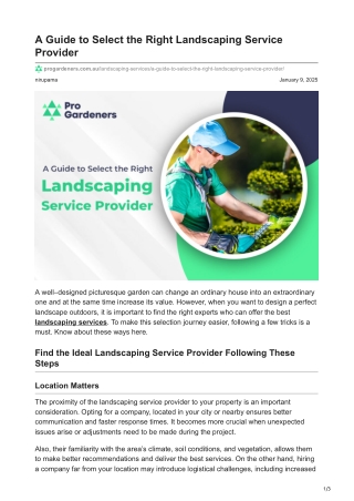 A Guide to Choosing the Best Landscaping Service in Western Sydney