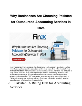 Why Businesses Are Choosing Pakistan for Outsourced Accounting Services in 2024